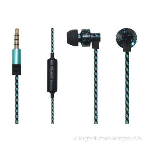 New Design Two-tone Fabric Cable Oxidation Earbuds, Deep Bass Sound, OEM Orders Welcomed
